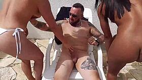 Diana Smith Fucks Two Hotties by the Pool