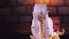 Frieren Elf Cosplay Recruits Warrior For Sex Sword In Dirty Costume