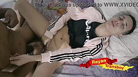 Young and straight twink gets dominated by hung trans men