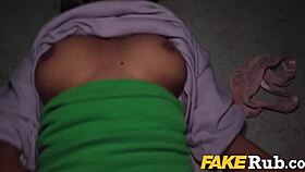 Ebony Girl Kneels for Blowjob, Fucking Outdoor for Cash