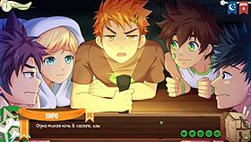 Game Friends Camp Episode 6: Keitaro Decides To Relax In The Shower With Russian Voice Acting.