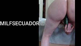 i left them waiting but no men to record so i use this cucumber for my latina milf big ass solo food play