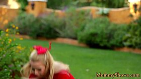 Stepmother’s finger work makes cheerleader horny and wild
