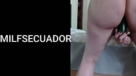 i left them waiting but no men to record so i use this cucumber for my latina milf big ass solo food play