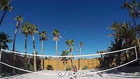 Busty Anissa Kate Gets Backyard Badminton Massage and Anal POV Slam