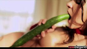 masturbating euro orgasms with cucumber on glamour solo 😍