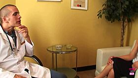 This blonde stunning babe went to the doctor to complain about her boss.