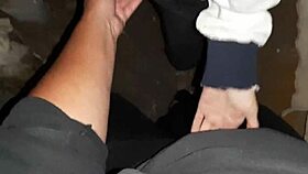 Intimate session with housekeeper after garden walk