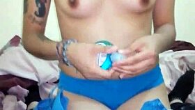 Teen gives oral to friend with big cock and swallows his cum.