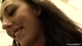 brunette spreads legs for his huge bbc, determind to take it