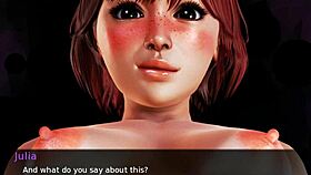 Redhead stepsister teases in anime hentai game.