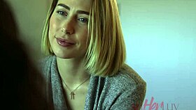 Blonde and brunette lesbians trib and masturbate in coming out sneak peek!