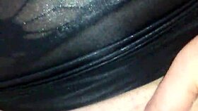 face mask on, black dildo in mouth