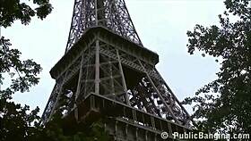 under the eiffel tower in paris extreme public sex risky threesome orgy 😈