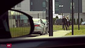 Megan Glock Bent Over in Threesome with BF and Friend for Double Action