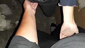 Intimate session with housekeeper after garden walk