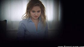 These teeny lovers are having an intense sensual fuck in lingerie, so hot!