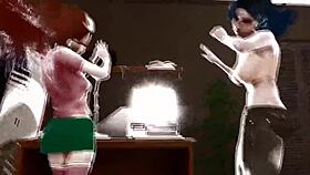 Hacker transforms two pussies into cocks in 3D animation