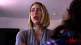 Blonde and brunette lesbians trib and masturbate in coming out sneak peek!