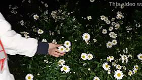 Intimate session with housekeeper after garden walk