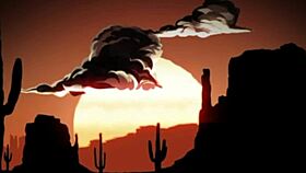 wild wild west cartoon with 3d riding scenes