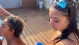 festa na piscina com a casada e sua amiga de 18 anos
