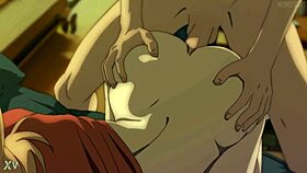 power licks denjis big cock in hentai scene