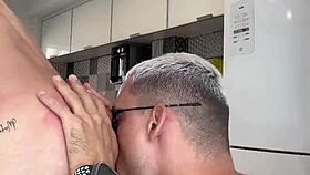 Fucking in the kitchen with big cock! 🍆