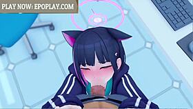 Kyouyama Kazusa from Blue Archive in Intense Hentai Action