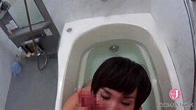 Nasty Japanese Babe Fingers Ass in Bath