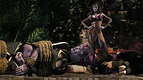 In the void, a busty alien begs for licking and fucking