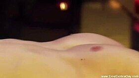 Two partners share an intimate moment together in their daily life.