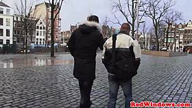 European Tourist Sucks Cock In Amsterdam, Gets Jizz On Tits