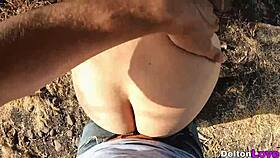 This big-ass babe loves outdoor fucking and sensual stripping