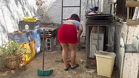 i came home and saw my stepdaughter washing clothes in a skirt, couldn't resist her ass