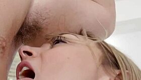 Athlete Peter Green gets rimmed by petite blonde Chloe Temple in wild action.