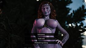 In the void, a busty alien begs for licking and fucking