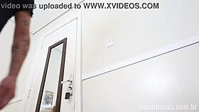 Man checks into hotel for intriguing threesome with app guys and big cocks.