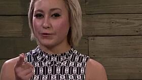 Sub feels intense pleasure as lezdom fucks her with strapon after cage