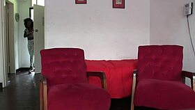 Short Hair Ebony Babe Gets Massive Cum Shower!