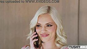 Blonde submissive Alex dominated in intense double penetration at Tushy