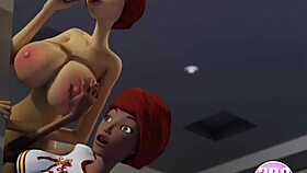 naughty teen cheerleader rides quarterback in locker room 3d cartoon