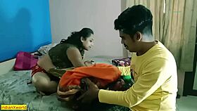 indian hot bhabhi relaxes with young handsome sales boy in casual conversation