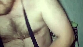 Gay man in red stockings rubs his little 18+ dick and shows his huge ass