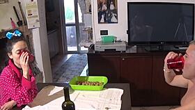 Italian nineteen-year-old slut gets banged hard on the table, oh yeah!