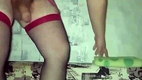 Russian gay masturbates his handsome cock and shakes his big balls