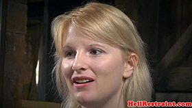 Bound submissive spreads for maledom master with dildo toys and close-up fetish