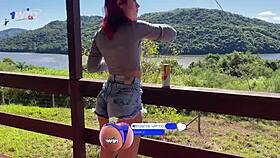 got hard taking photos of my model outdoors and she liked it 😘