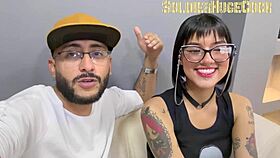 Tattooed girl starts with deepthroat