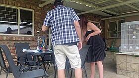 Neighbours Wife Outdoor Upskirt Fuck While He’s at Work!